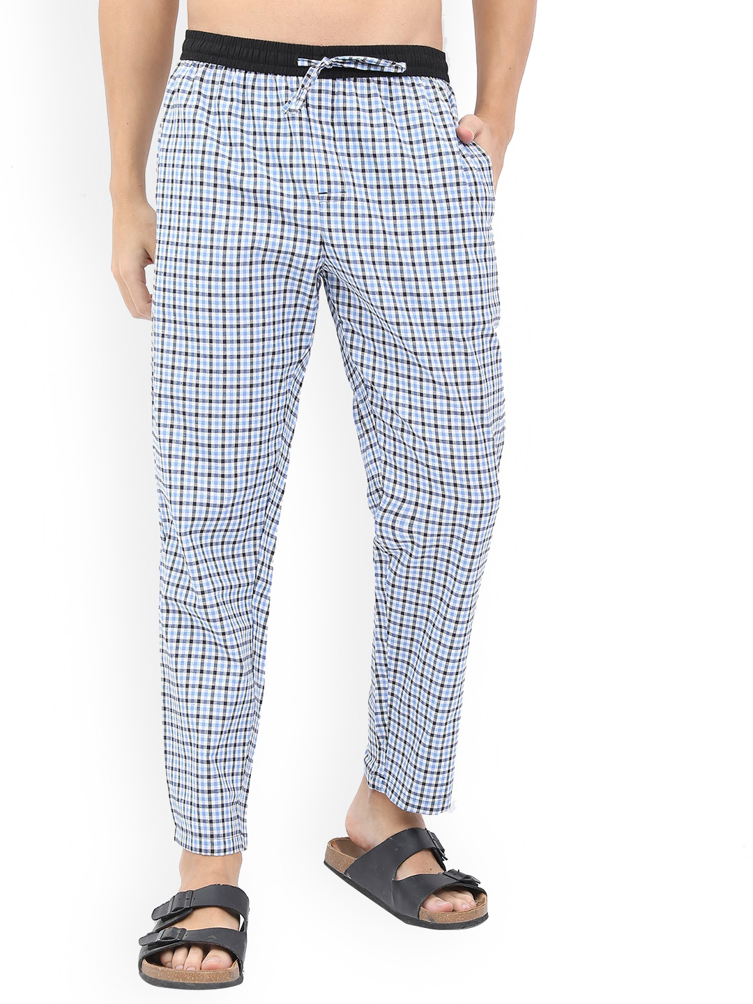 

HIGHLANDER Men Checked Lounge Pants, White