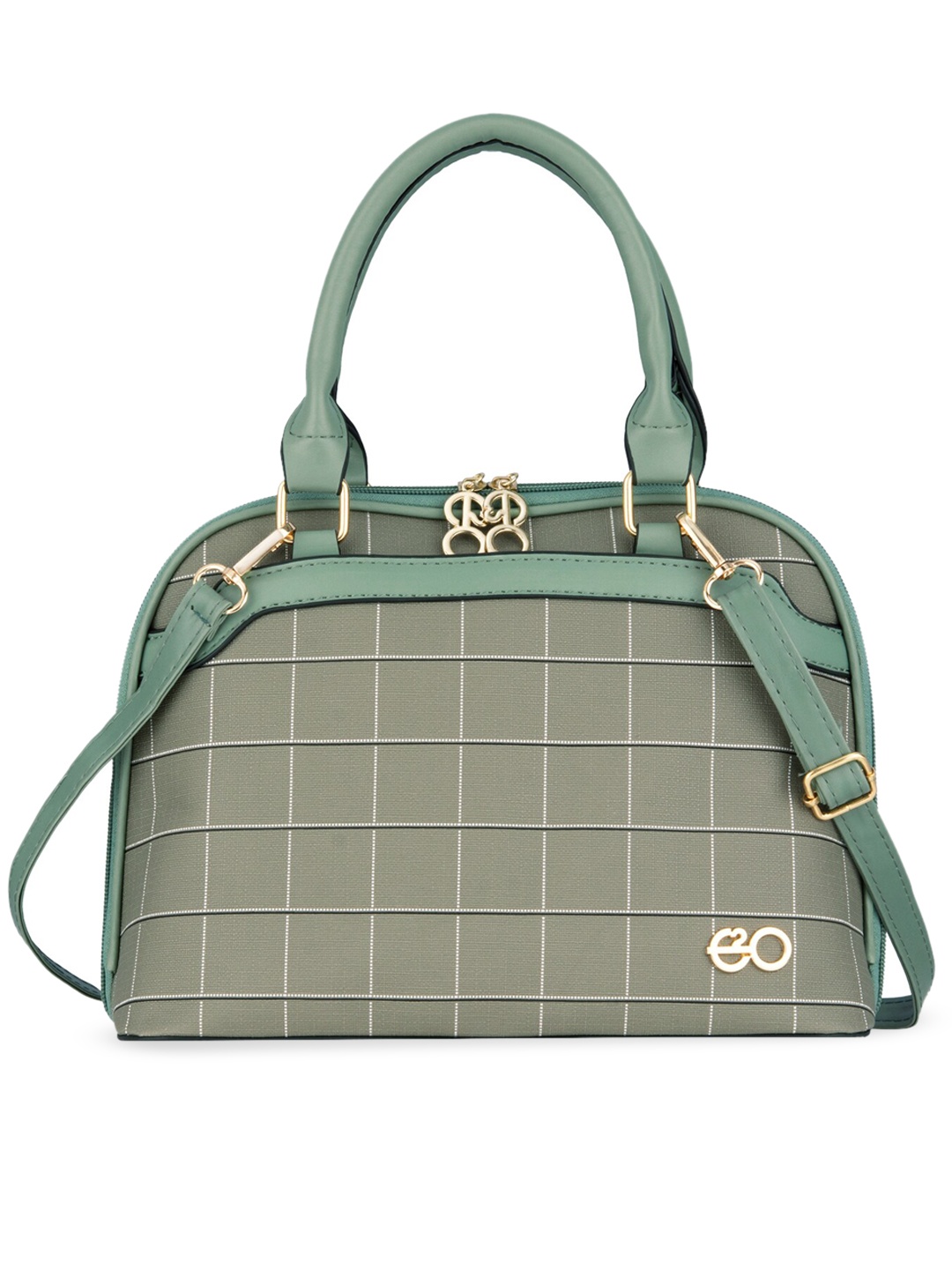 

E2O Green Checked Checked PU Structured Handheld Bag