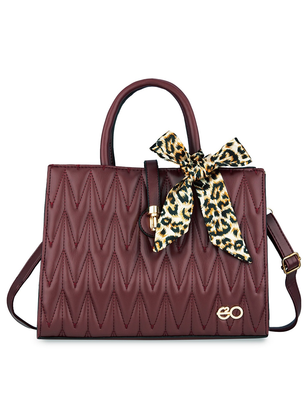 

E2O Textured PU Structured Handheld Bag, Maroon