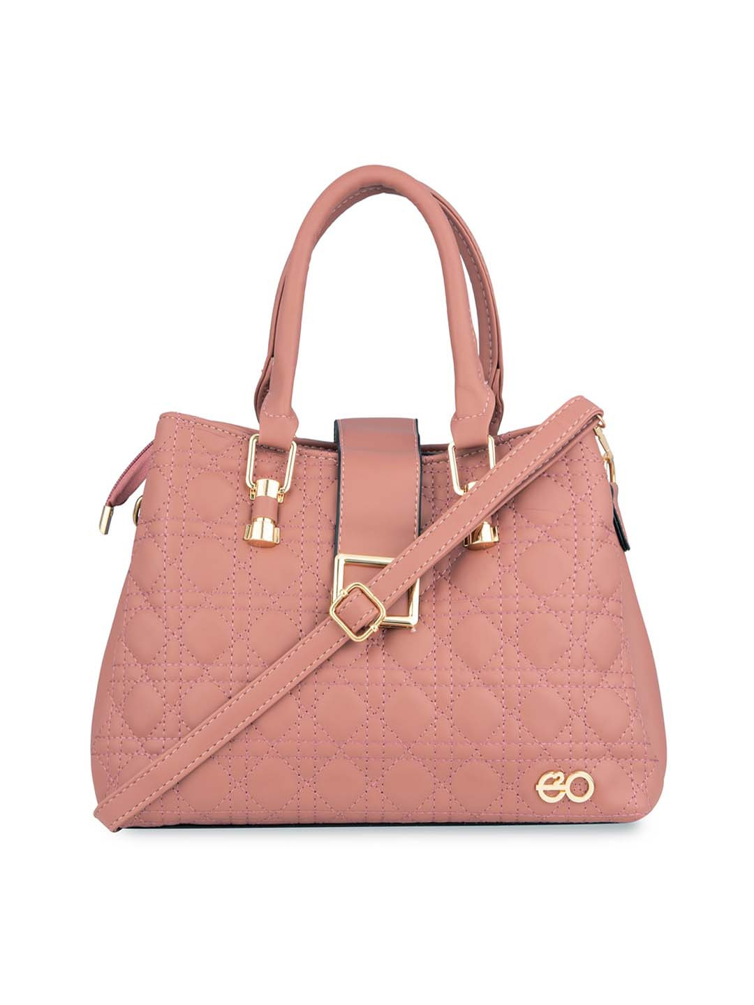 

E2O PU Structured Handheld Bag with Quilted, Pink