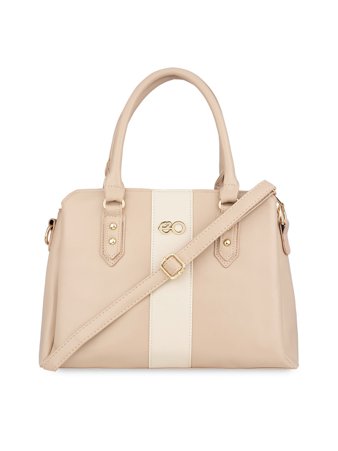 

E2O Colourblocked PU Structured Handheld Bag, Beige