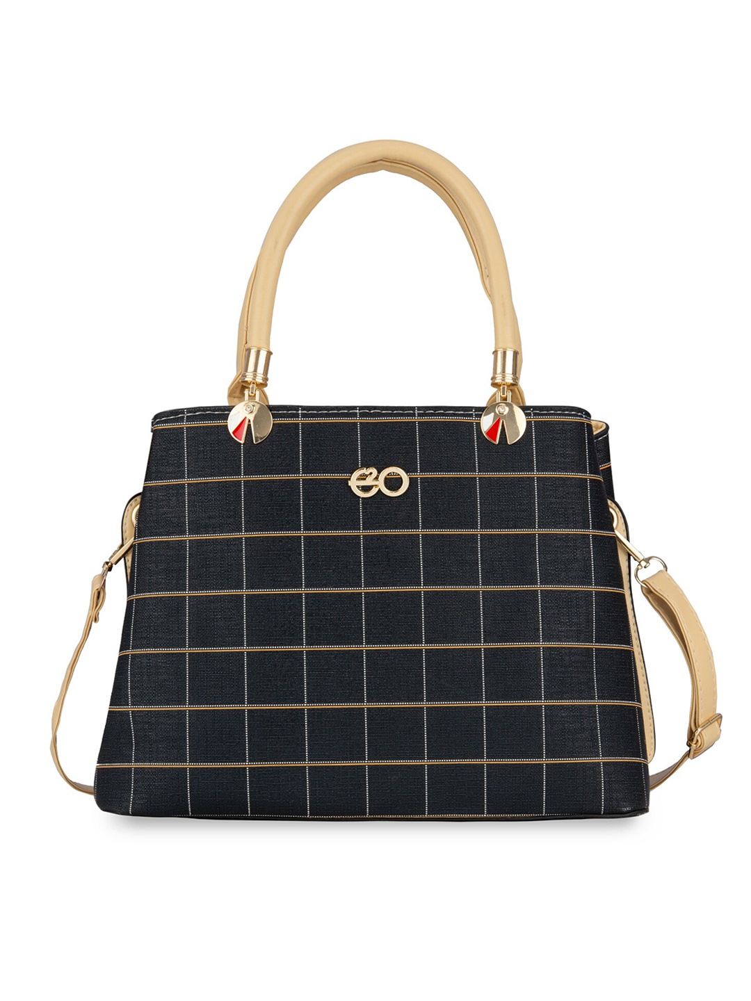 

E2O Checked PU Structured Handheld Bag, Brown