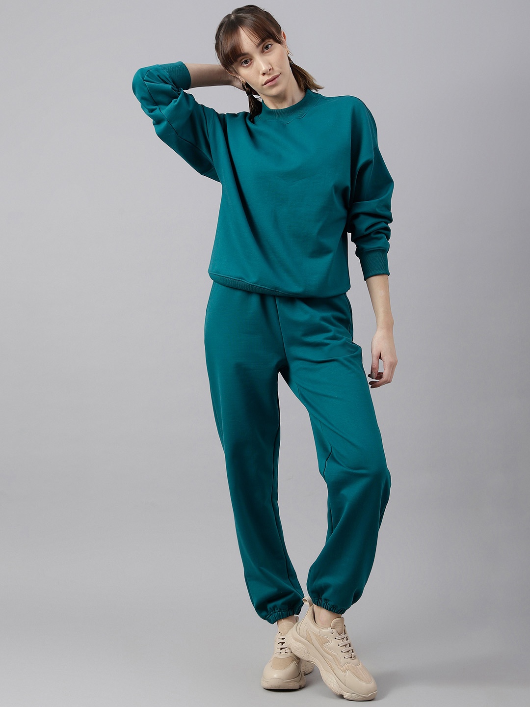 

Fitkin Women Relaxed Fit Oversized Fleece Joggers, Green