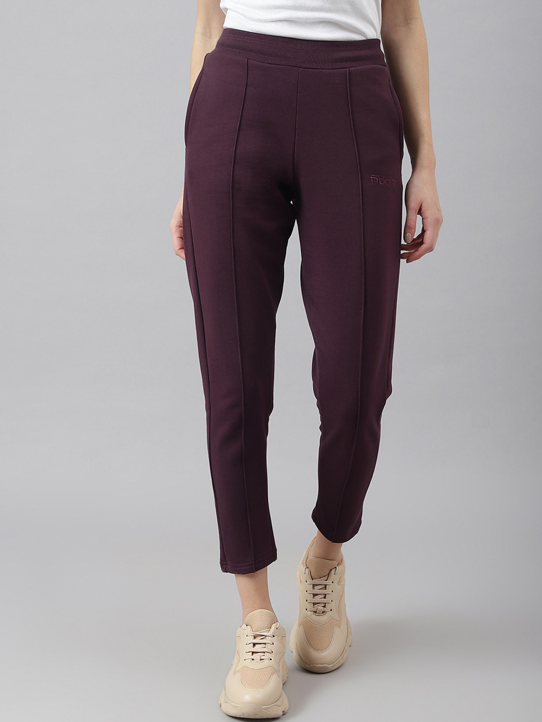 

Fitkin Women Straight-Fit Fleece Track Pants, Purple