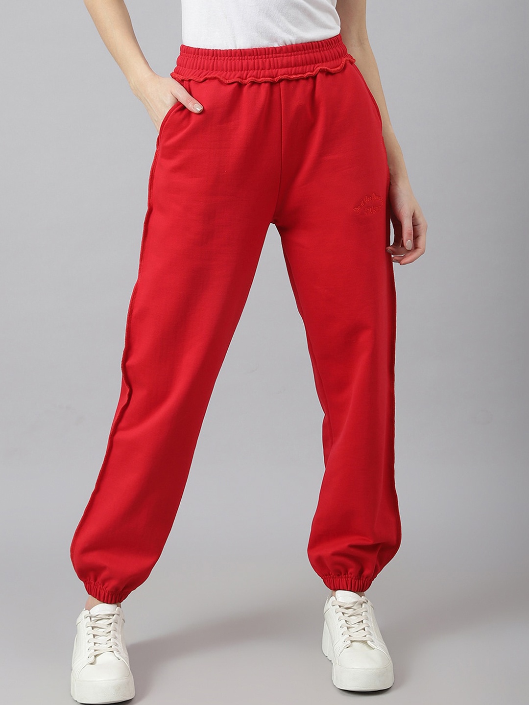 

Fitkin Women Fleece Relaxed Fit Joggers, Red