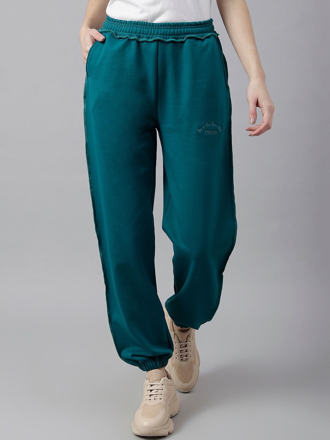 

Fitkin Women Oversized Fleece Joggers, Green