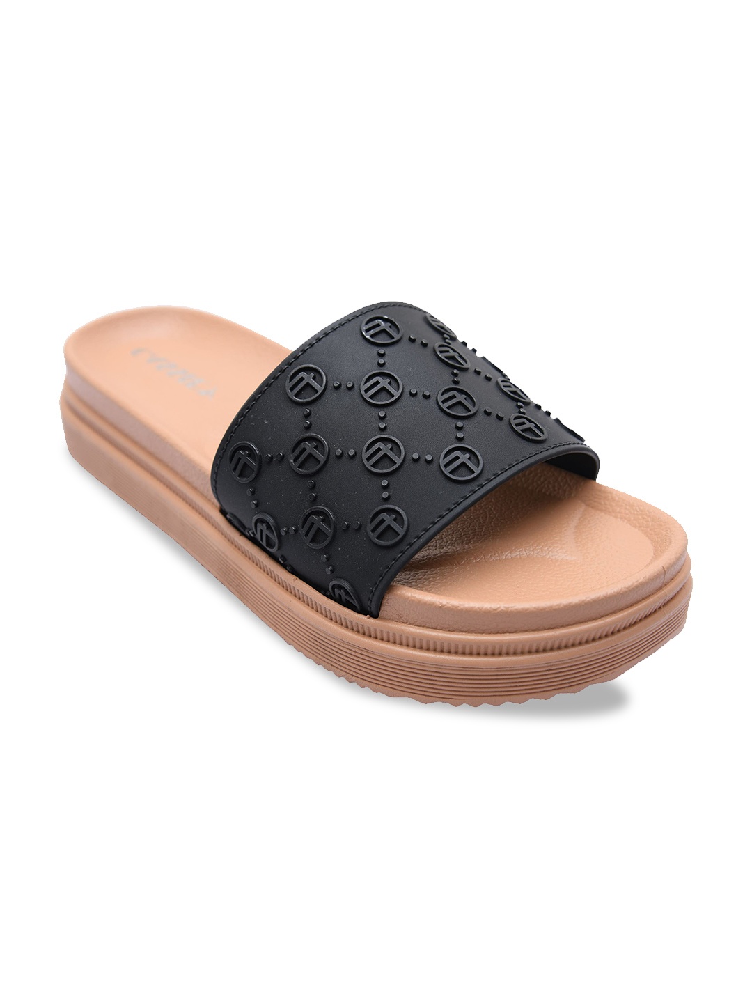 

CASSIEY Women Rubber Sliders, Black