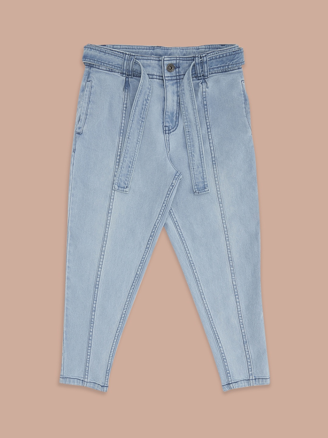 

Pantaloons Junior Girls Low Distress Heavy Fade Cotton Jeans, Blue