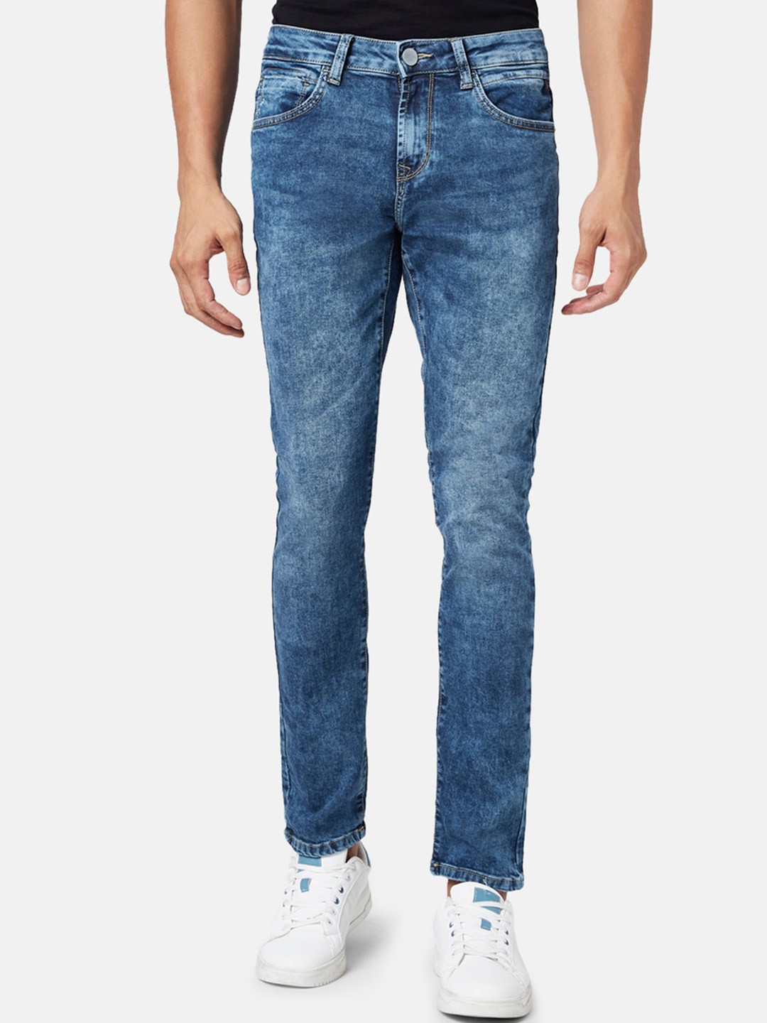 

SF JEANS by Pantaloons Men Skinny Fit Heavy Fade Cotton Jeans, Blue