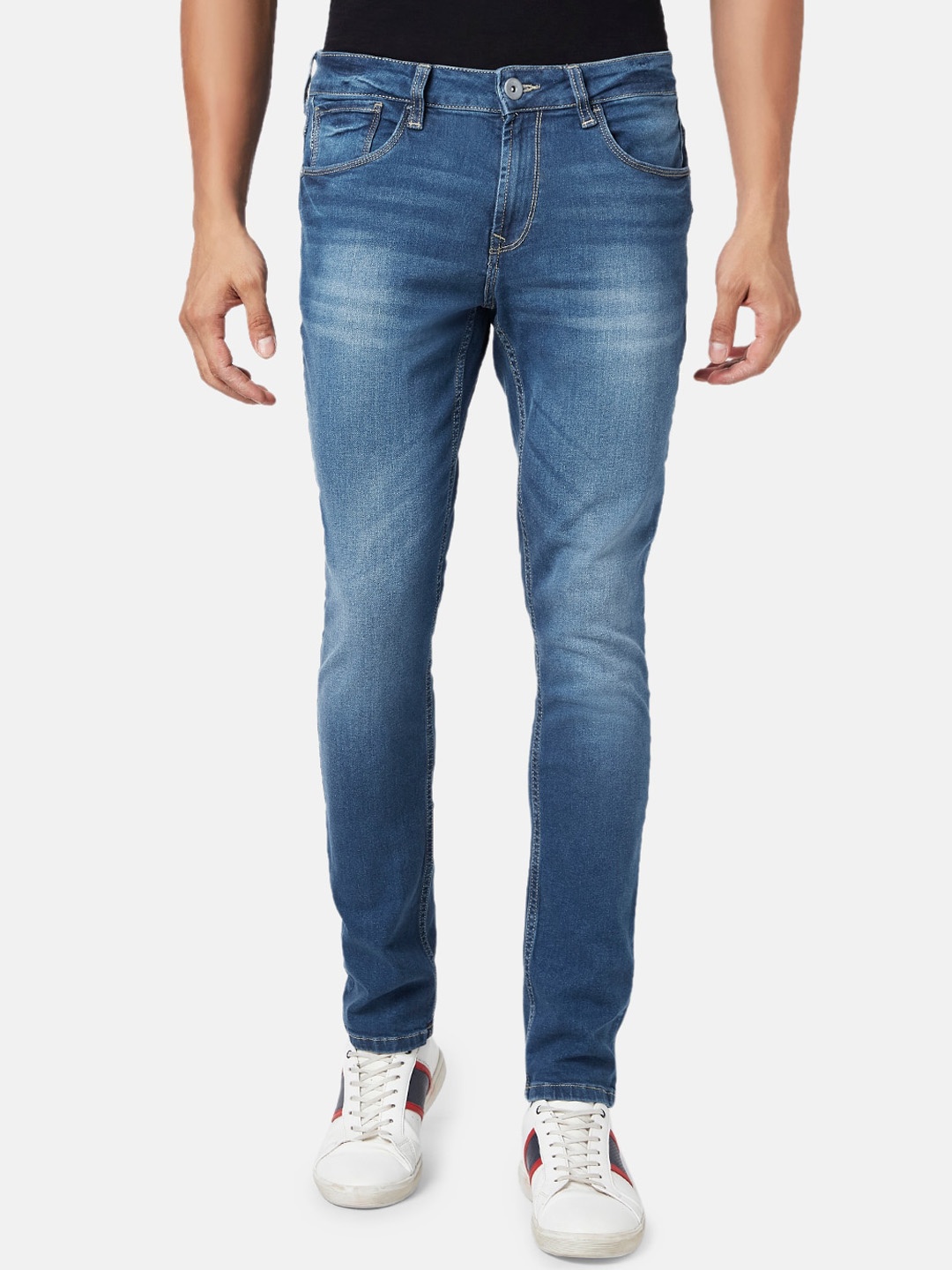 

SF JEANS by Pantaloons Men Slim Fit Heavy Fade Cotton Jeans, Blue