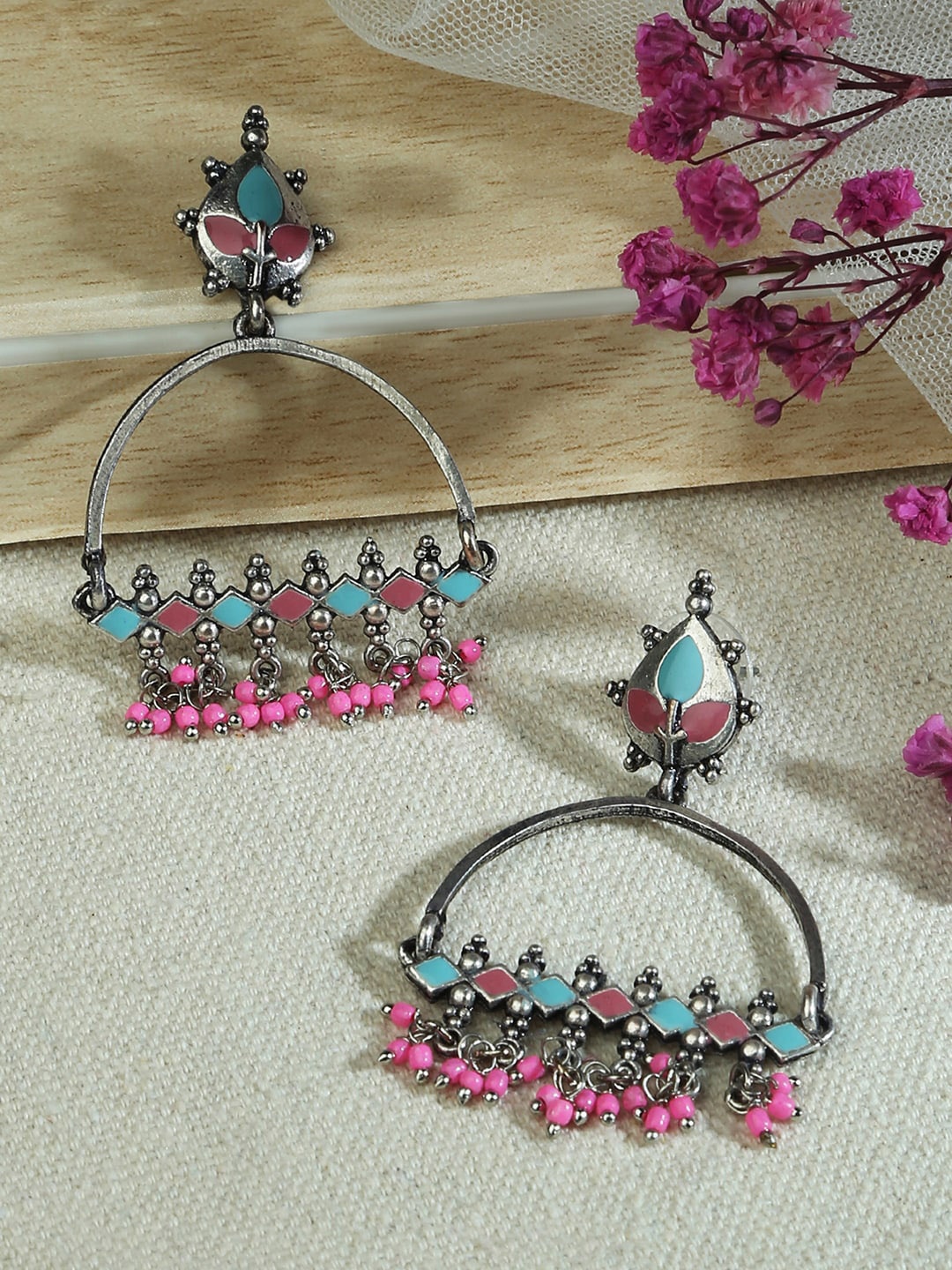 

Fida Silver Plated Geometric Drop Earrings