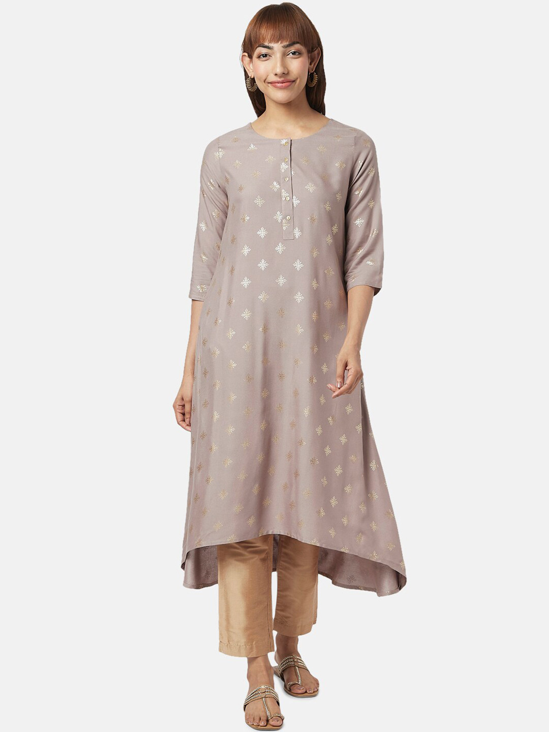 

RANGMANCH BY PANTALOONS Women Ethnic Motifs Printed Kurta, Beige
