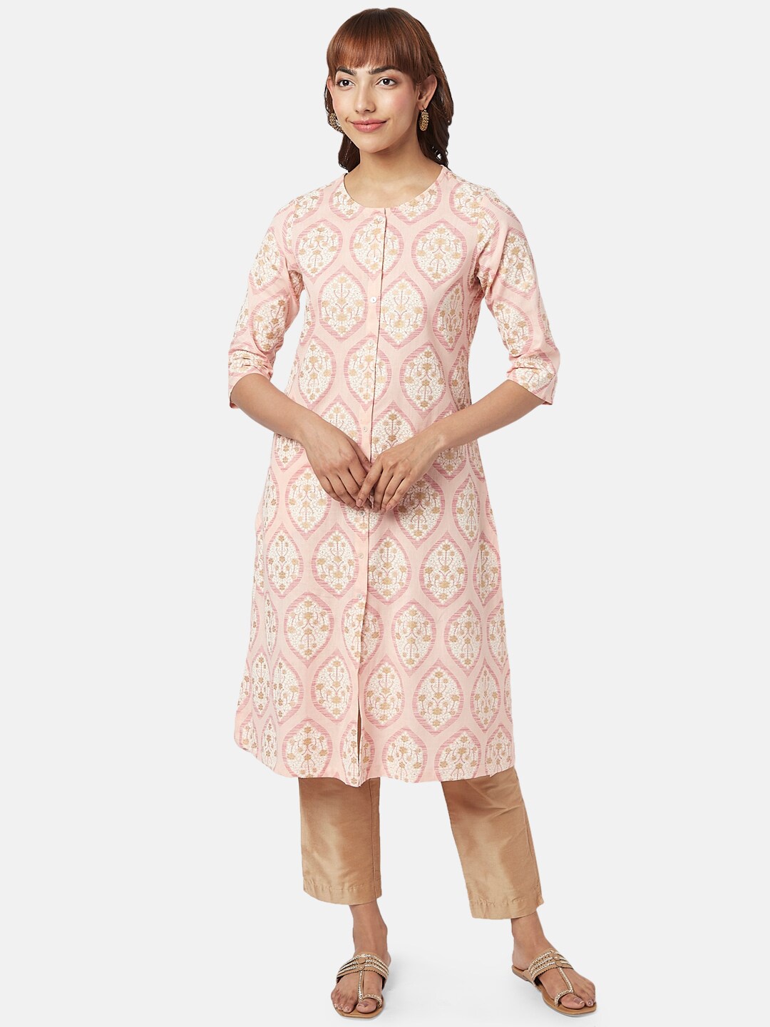 

RANGMANCH BY PANTALOONS Women Ethnic Motifs Printed Kurta, Peach