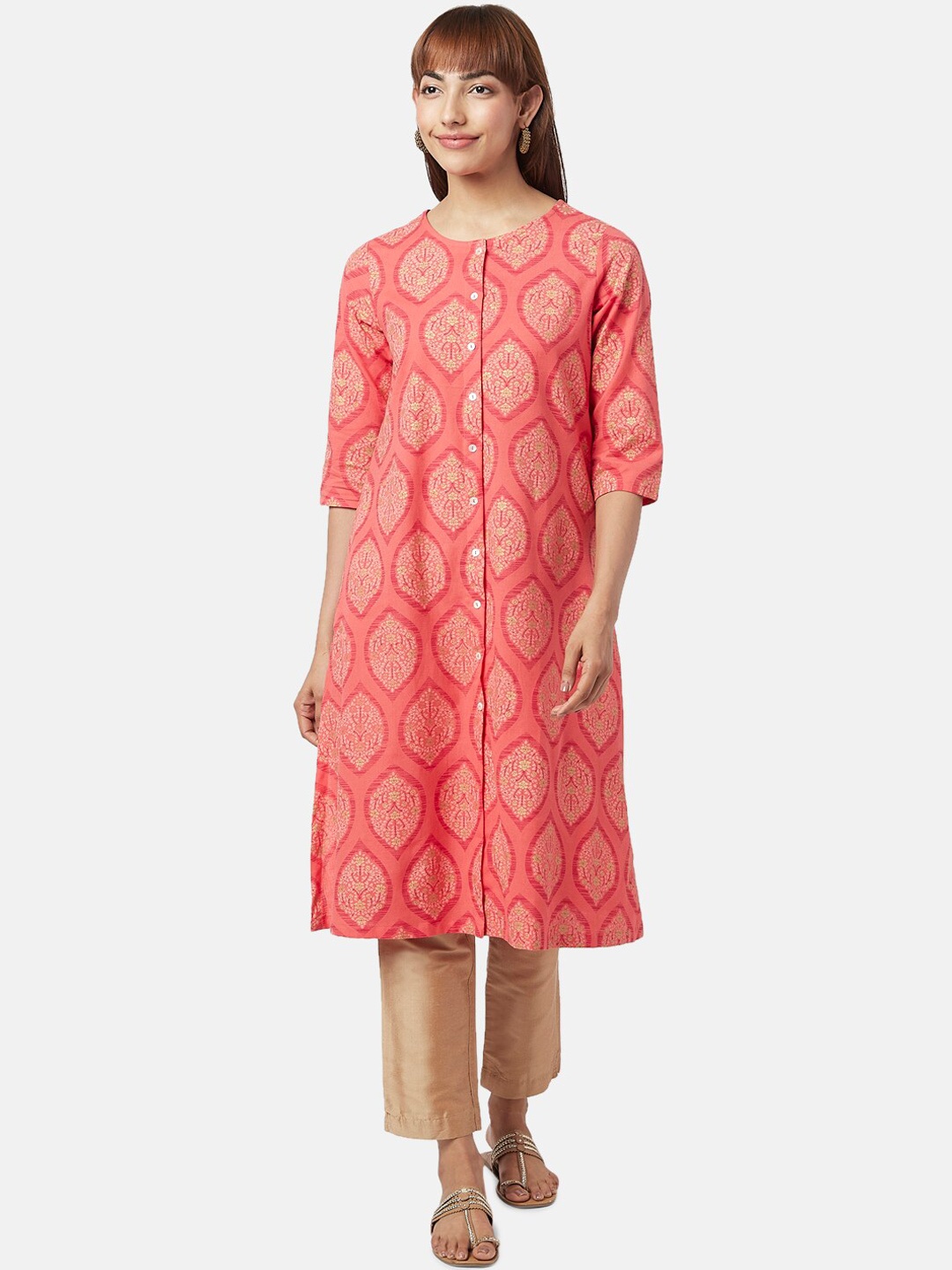 

RANGMANCH BY PANTALOONS Women Ethnic Motifs Printed Kurta, Coral