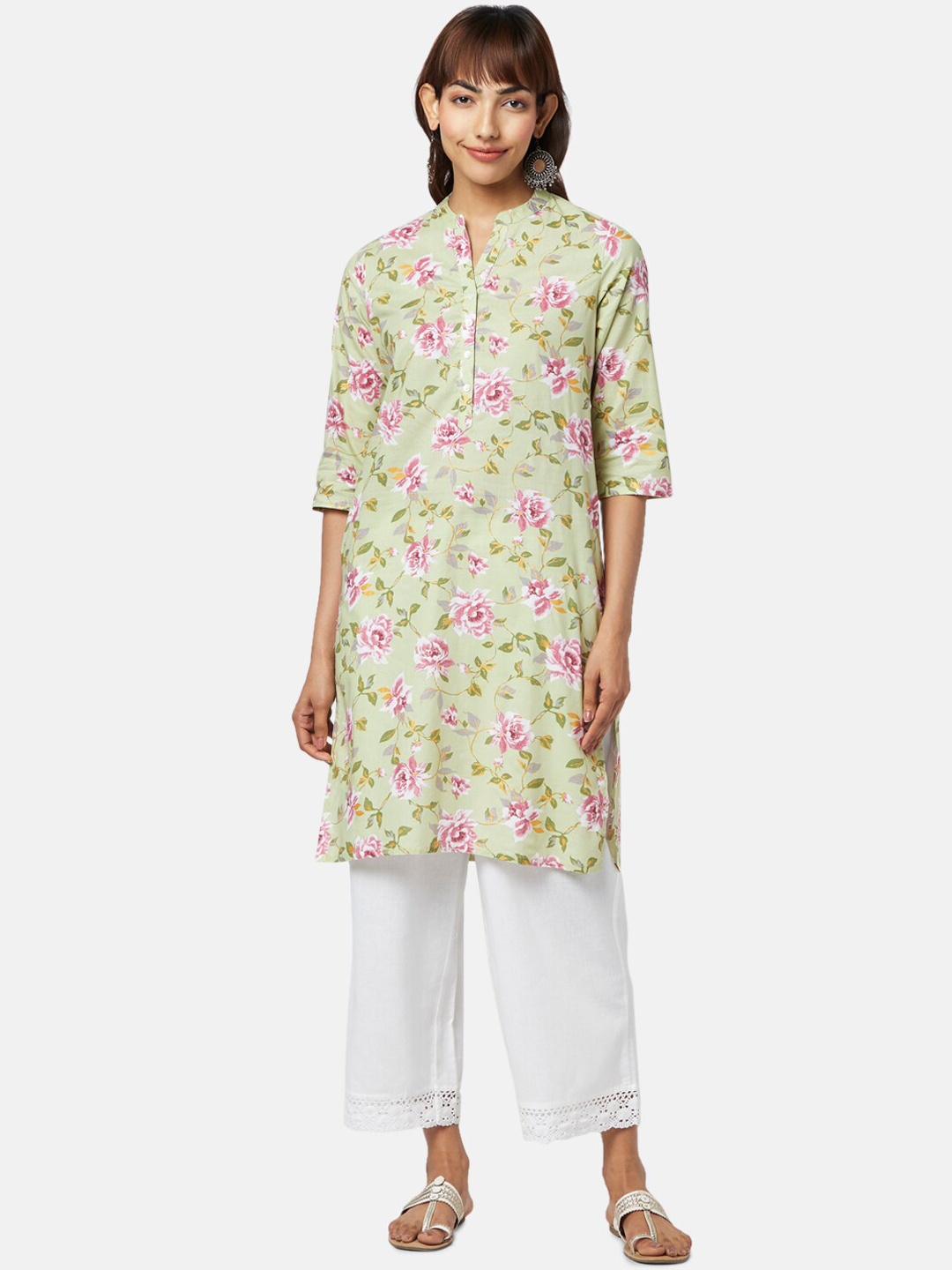 

RANGMANCH BY PANTALOONS Women Floral Printed Kurta, Lime green