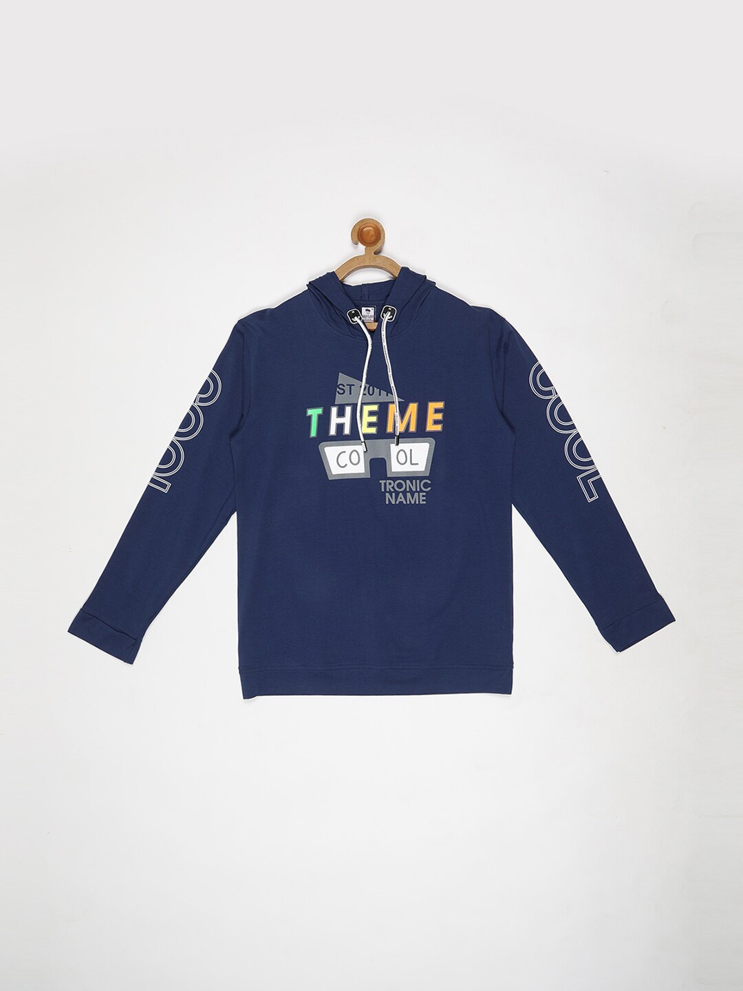 

V2 Value & Variety Boys Printed Hooded Cotton Sweatshirt, Blue