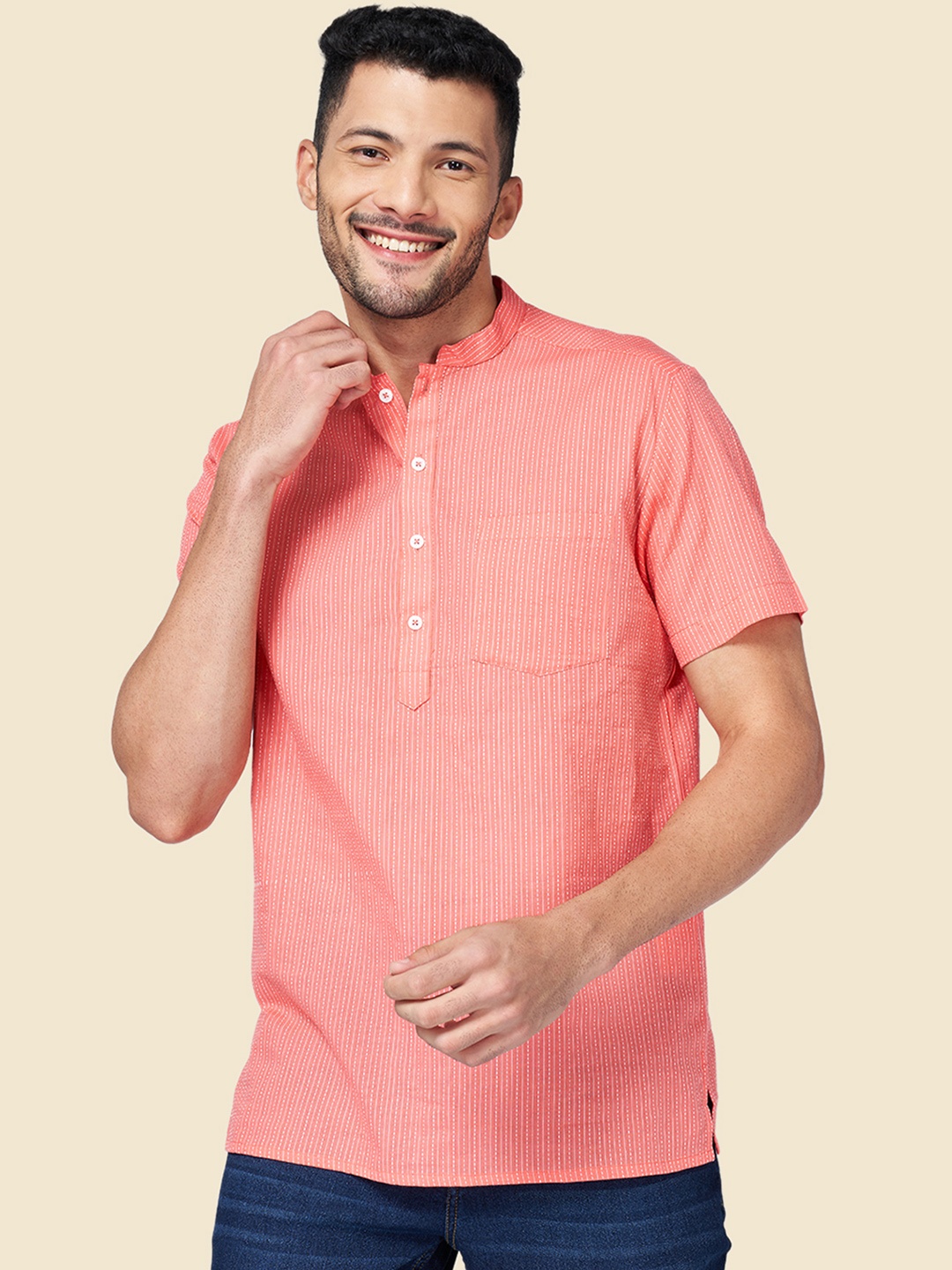 

YU by Pantaloons Men Kurta, Peach