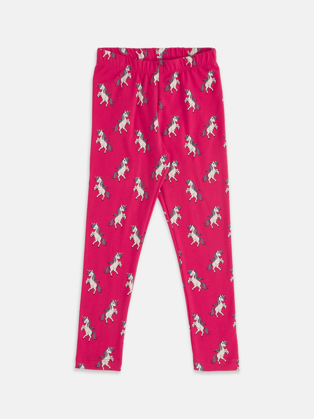 

Pantaloons Junior Girls Printed Cotton Churidar-Length Leggings, Fuchsia