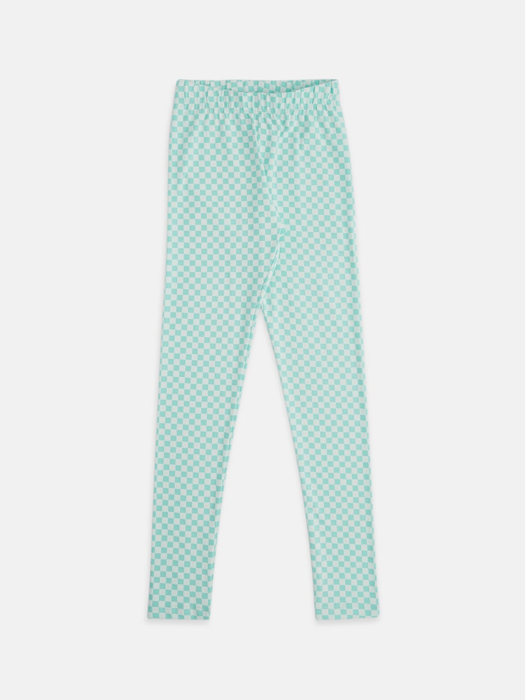 

Pantaloons Junior Girls Checked Cotton Ankle-Length Leggings, Green