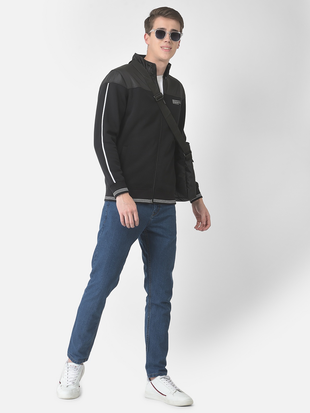 

Crimsoune Club Men Mock Collar Front-Open Sweatshirt, Black