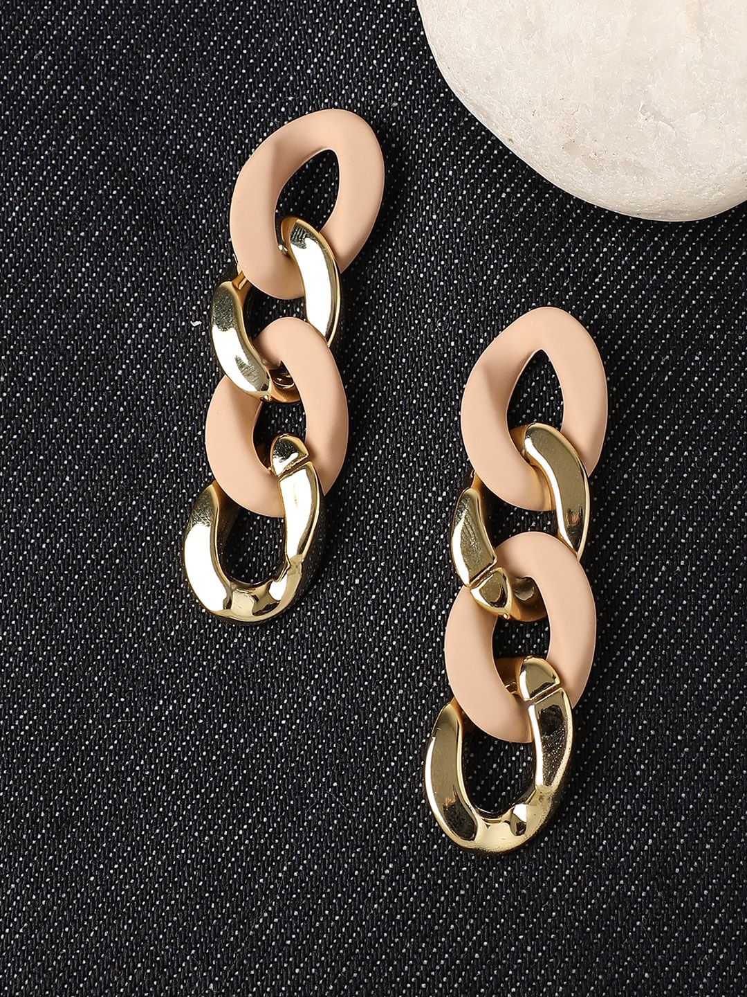 

SOHI Gold-Plated Contemporary Drop Earrings