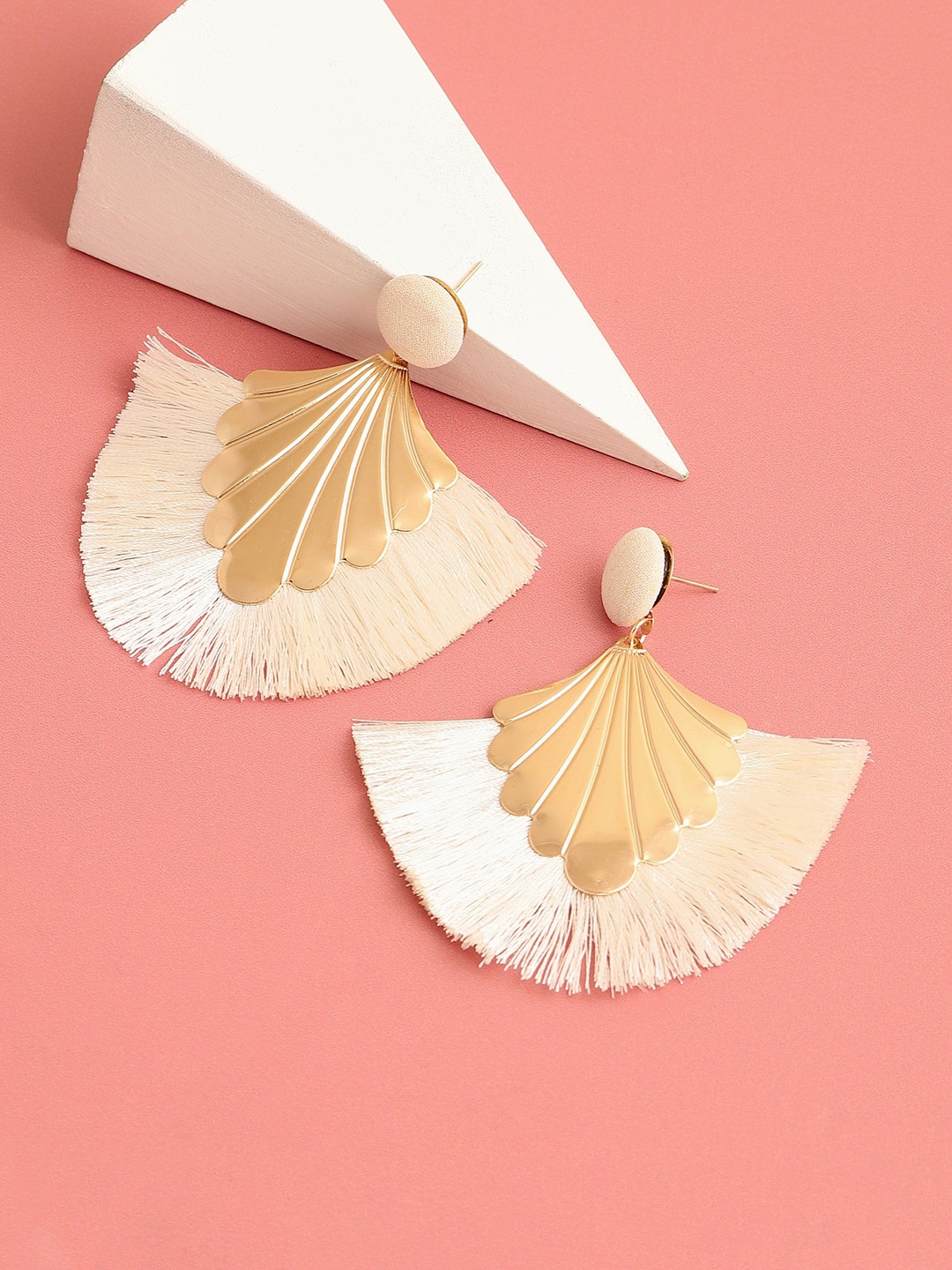 

SOHI Gold-Plated Contemporary Drop Earrings, White