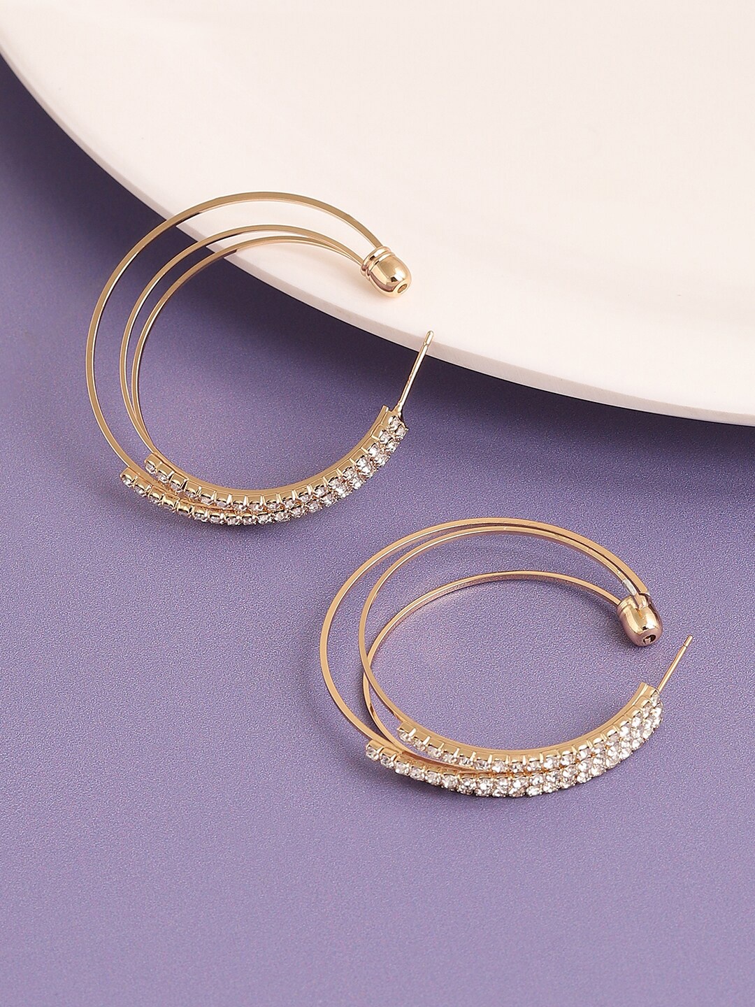 

SOHI Gold-Plated Circular Hoop Earrings, White