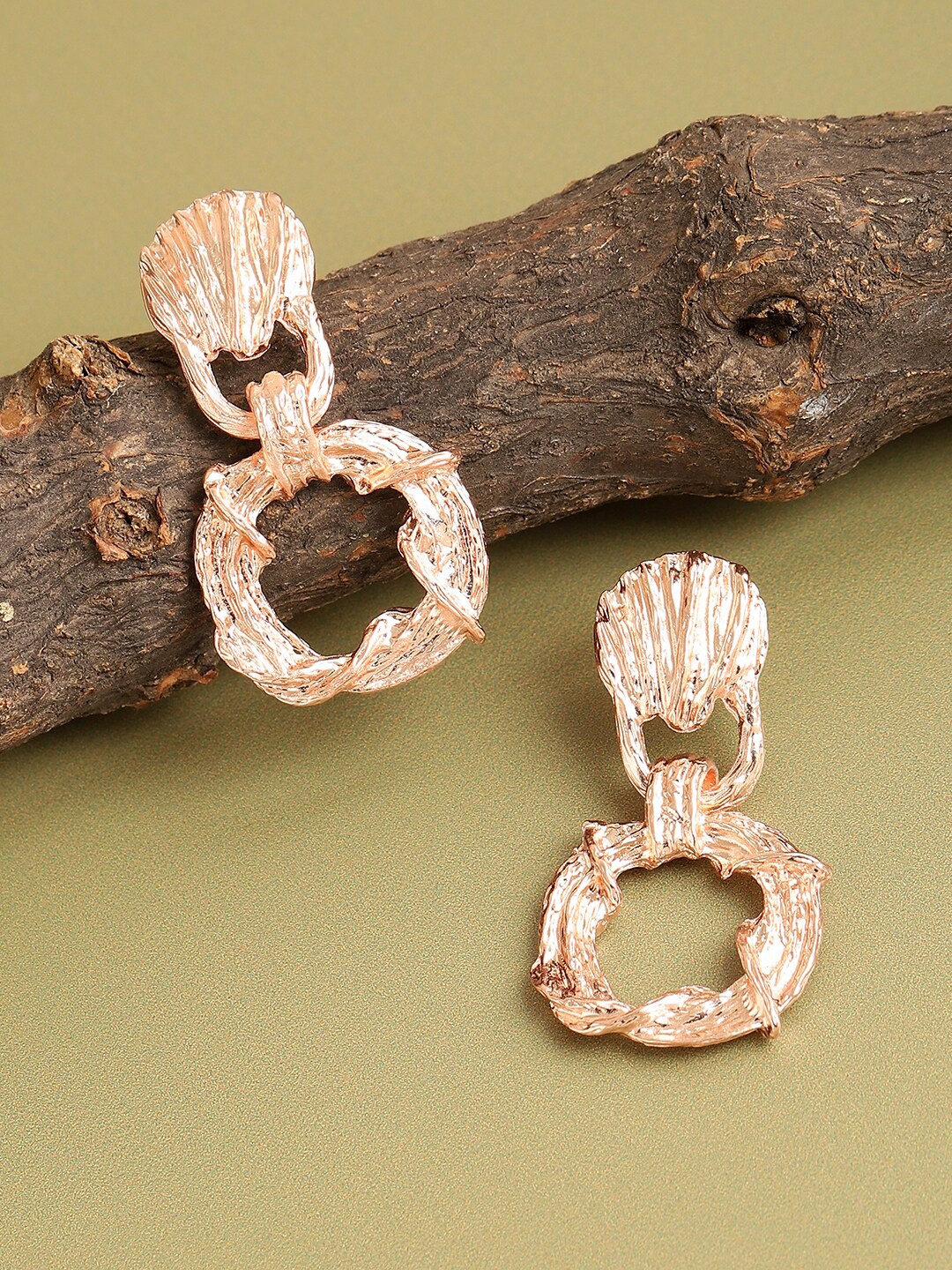 

SOHI Gold-Plated Contemporary Drop Earrings, Peach