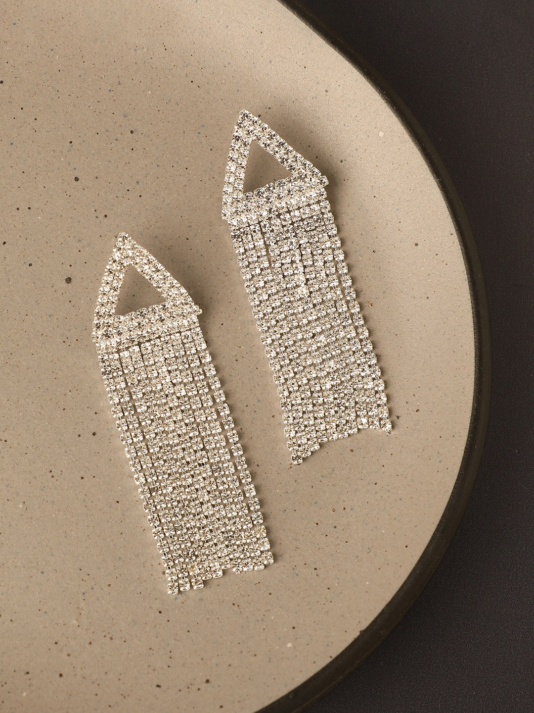 

SOHI Silver-Plated Contemporary Drop Earrings, White