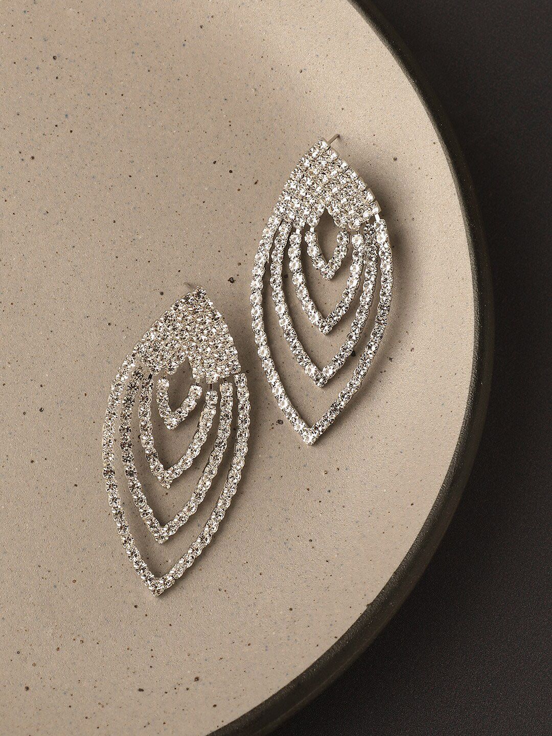 

SOHI Silver-Plated Contemporary Drop Earrings, White