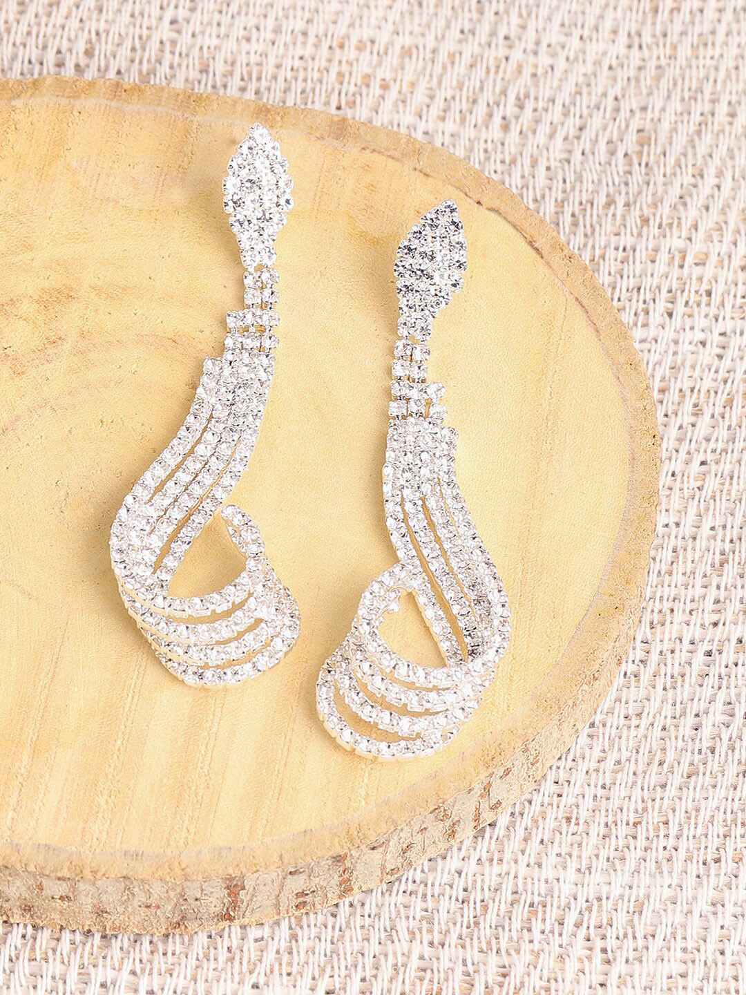 

SOHI Silver-Plated Contemporary Drop Earrings, White