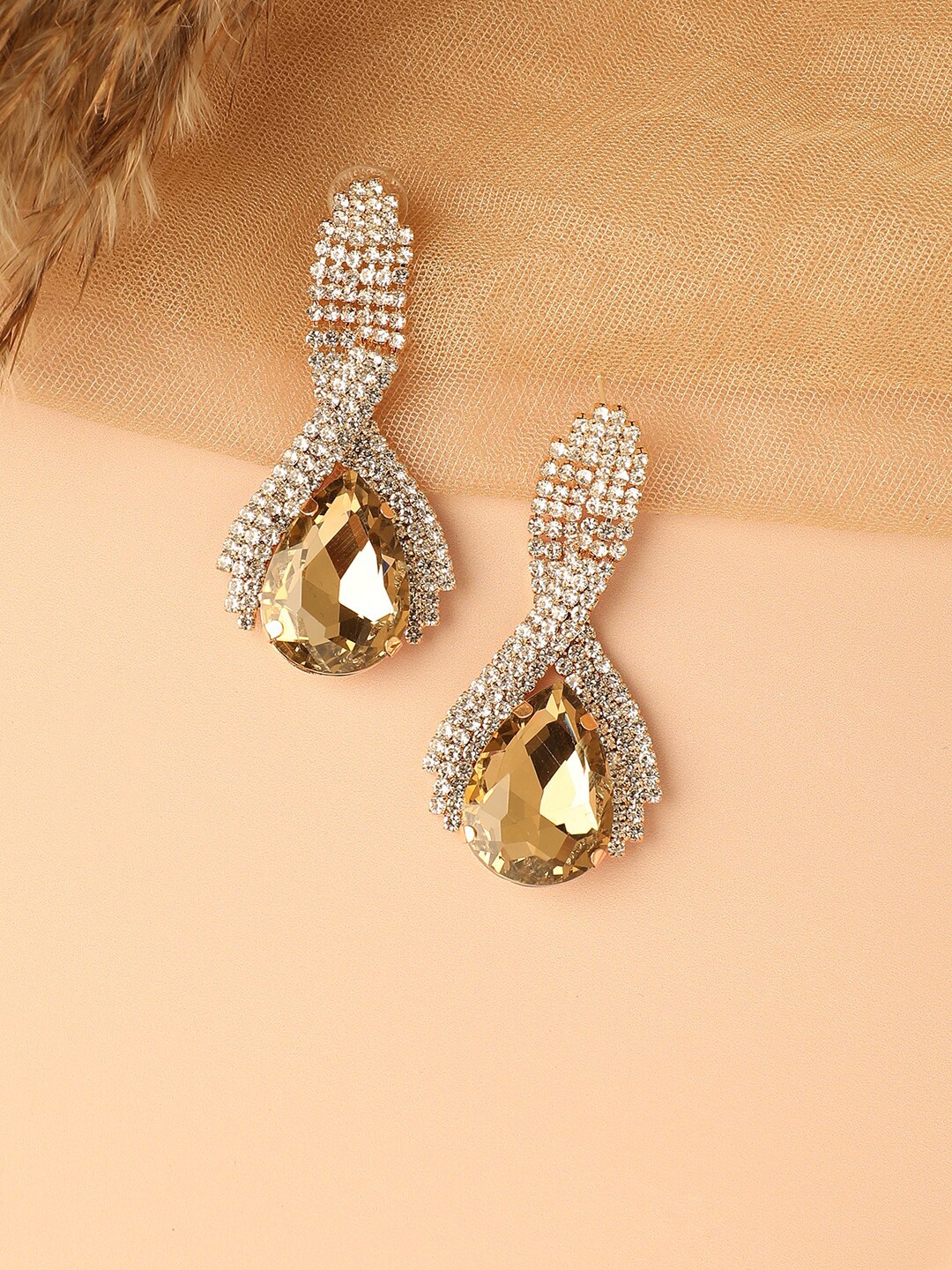 

SOHI Silver-Plated Contemporary Drop Earrings, White
