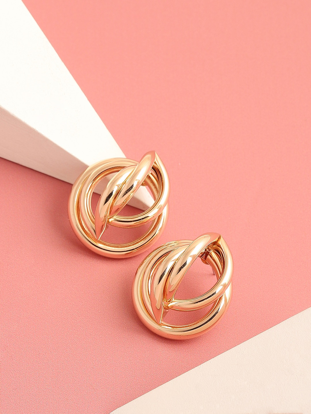

SOHI Gold-Plated Contemporary Studs Earrings