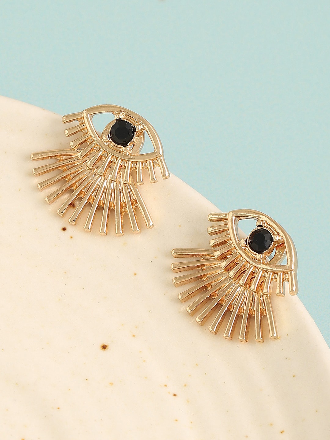 

SOHI Gold-Plated Contemporary Studs Earrings