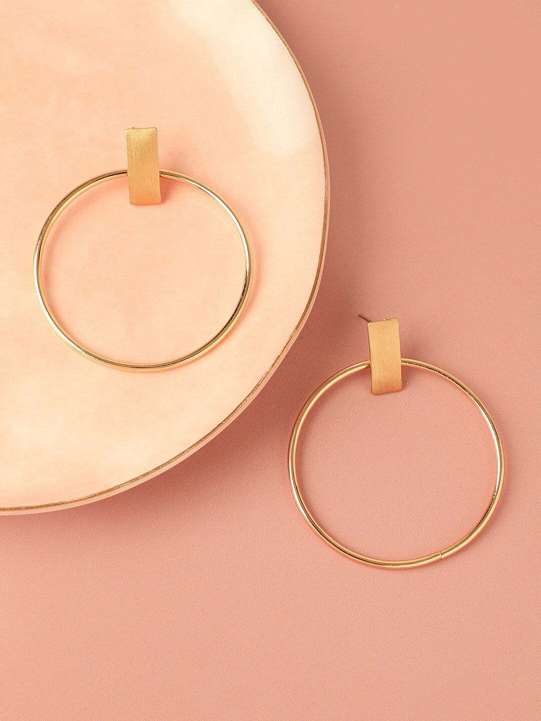 

SOHI Women Gold Plated Circular Drop Earrings