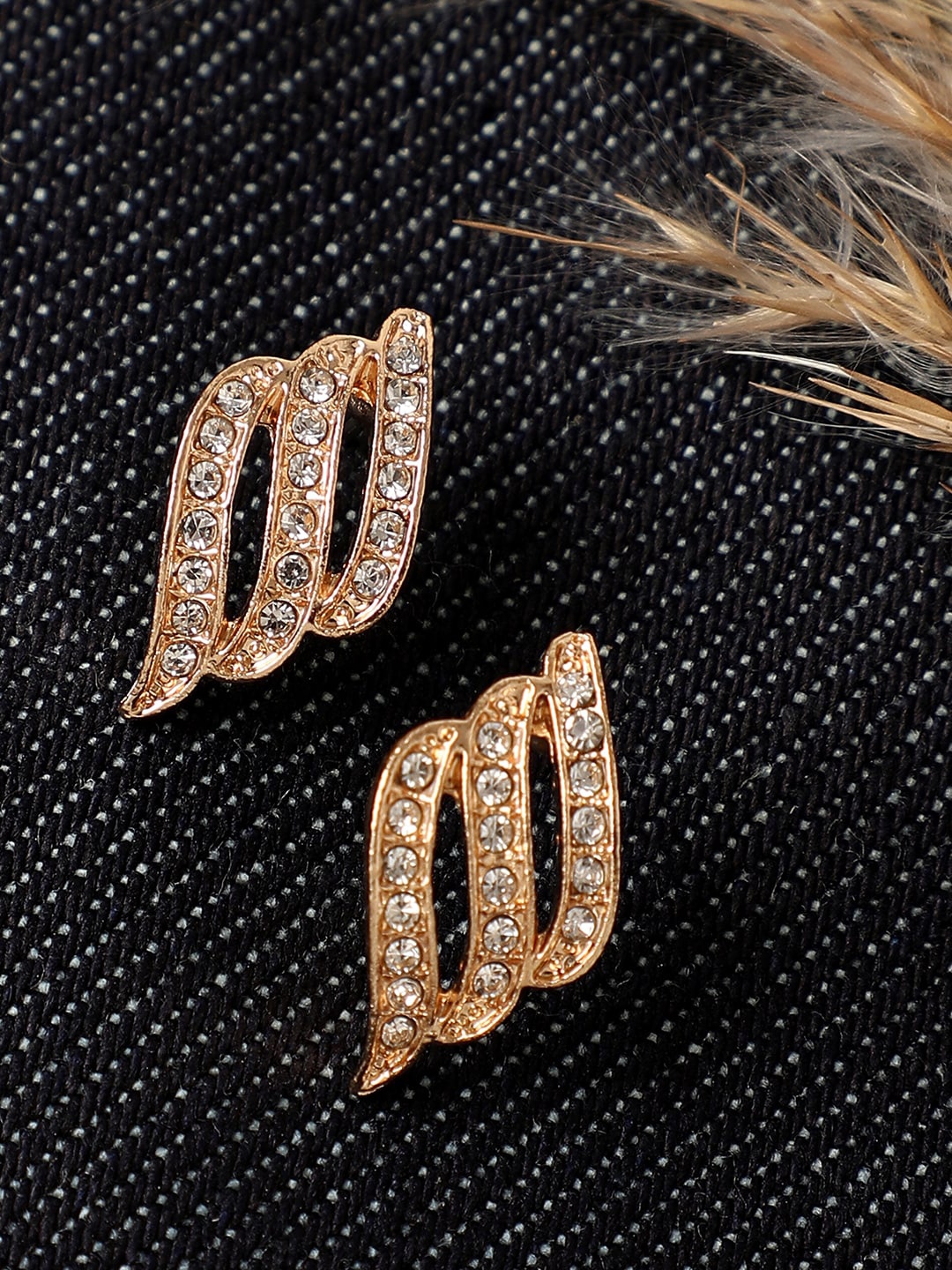 

SOHI Women Gold Plated Contemporary Studs Earrings, White