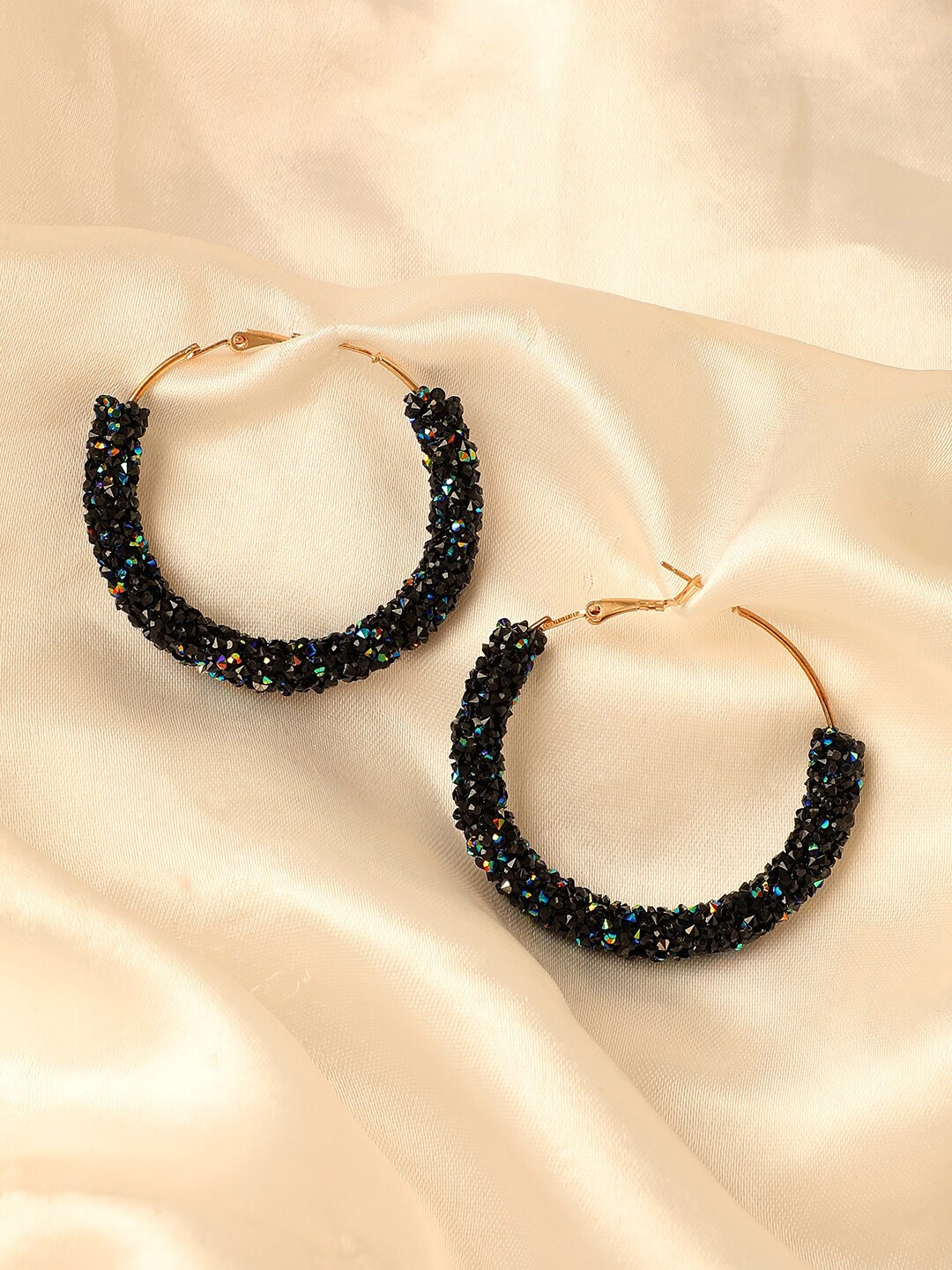 

SOHI Gold-Plated Circular Hoop Earrings, Black