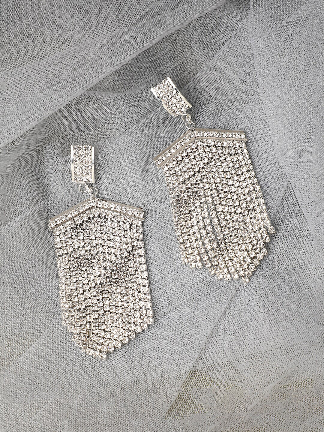 

SOHI Silver-Plated Contemporary Drop Earrings