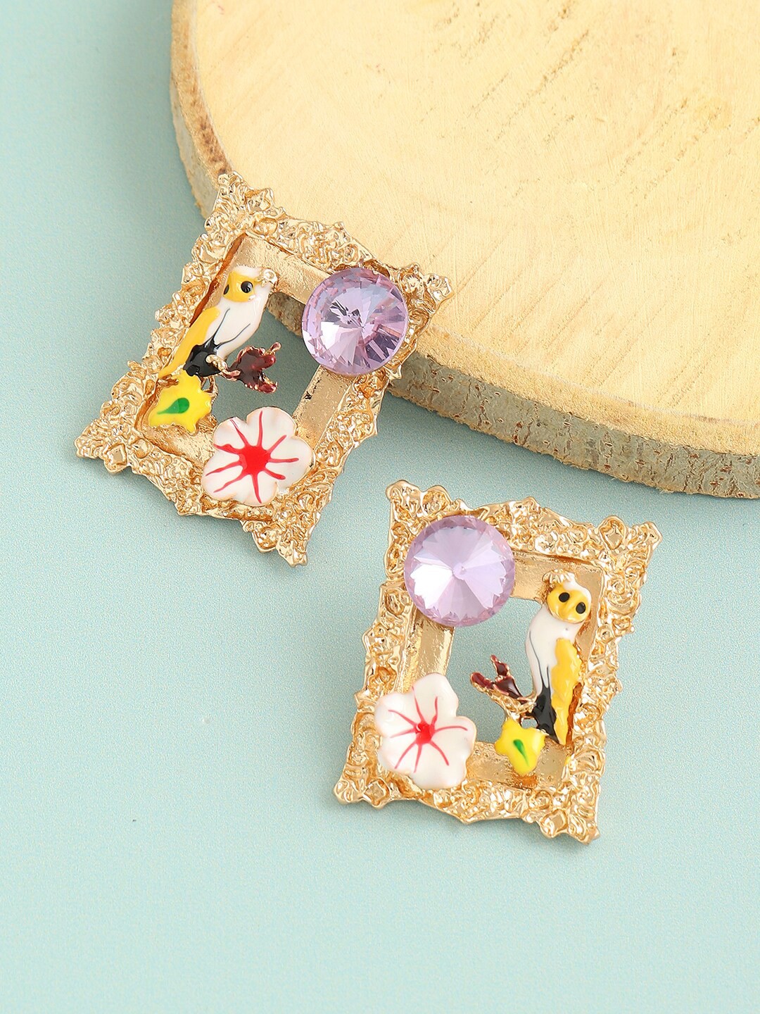 

SOHI Gold Plated Contemporary Studs Earrings