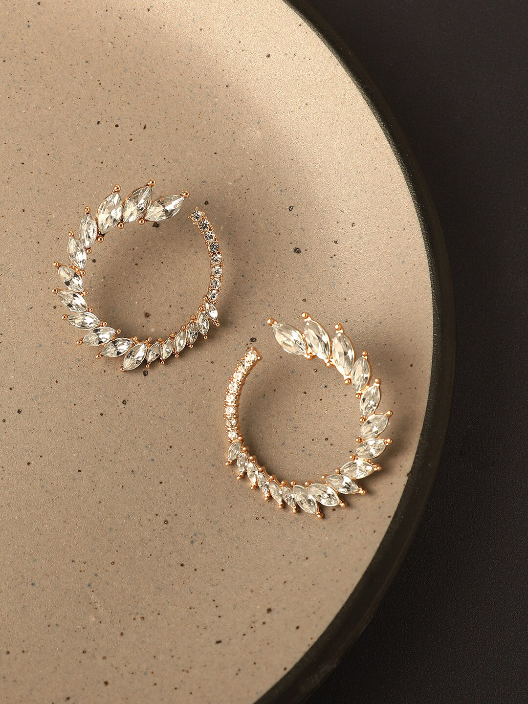 

SOHI Silver Plated Contemporary Hoop Earrings