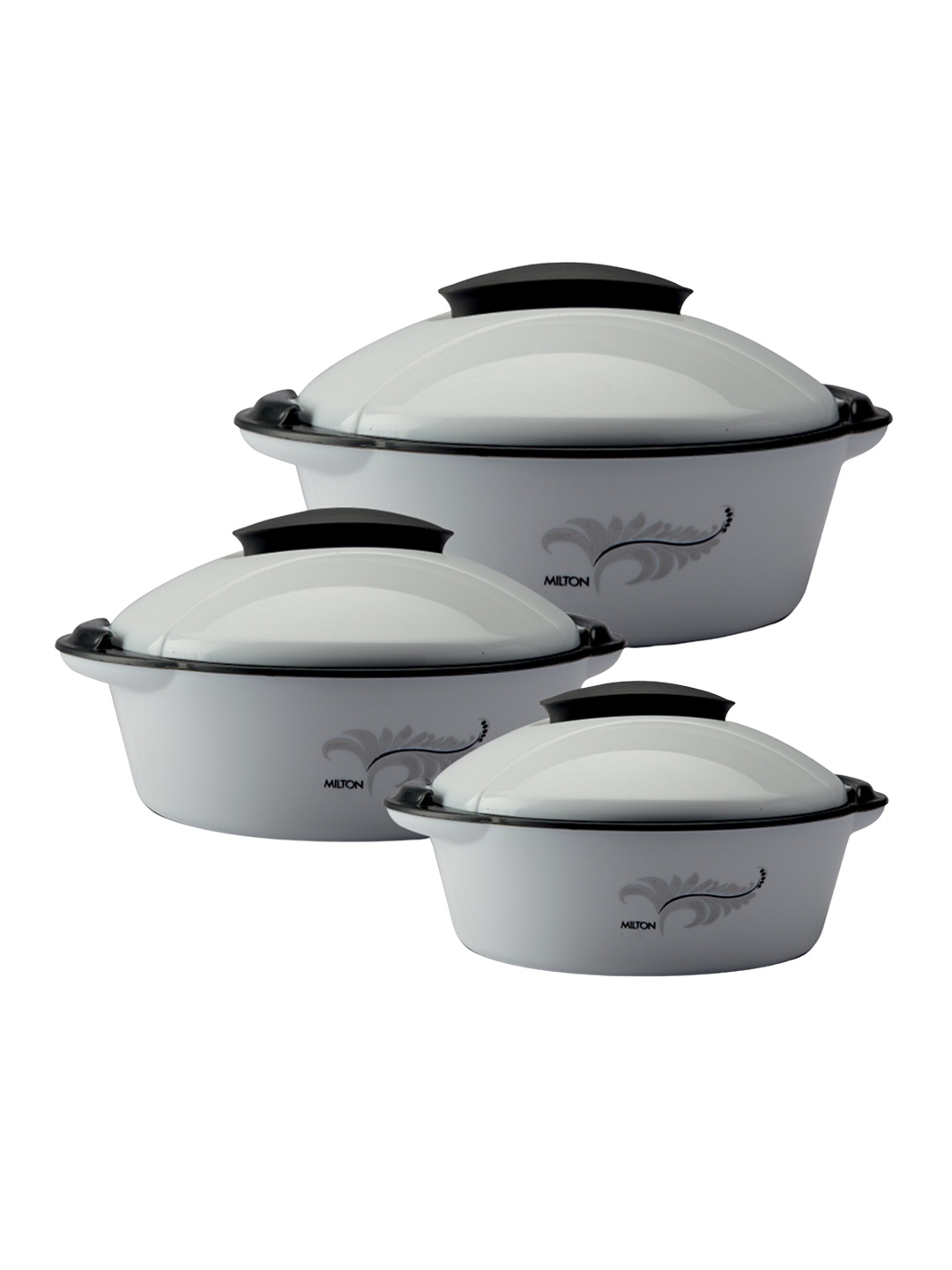

Milton Crisp Dlx Set of 3 Grey Stainless Steel Casseroles 1.70 L 1.05 L & 430 ml