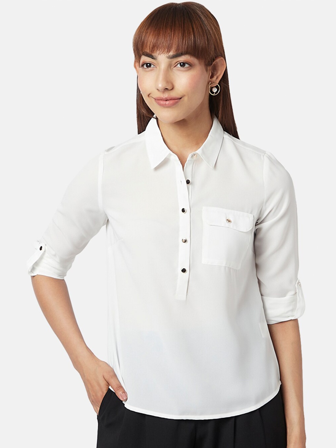 

Annabelle by Pantaloons Women Solid Casual Shirt, White