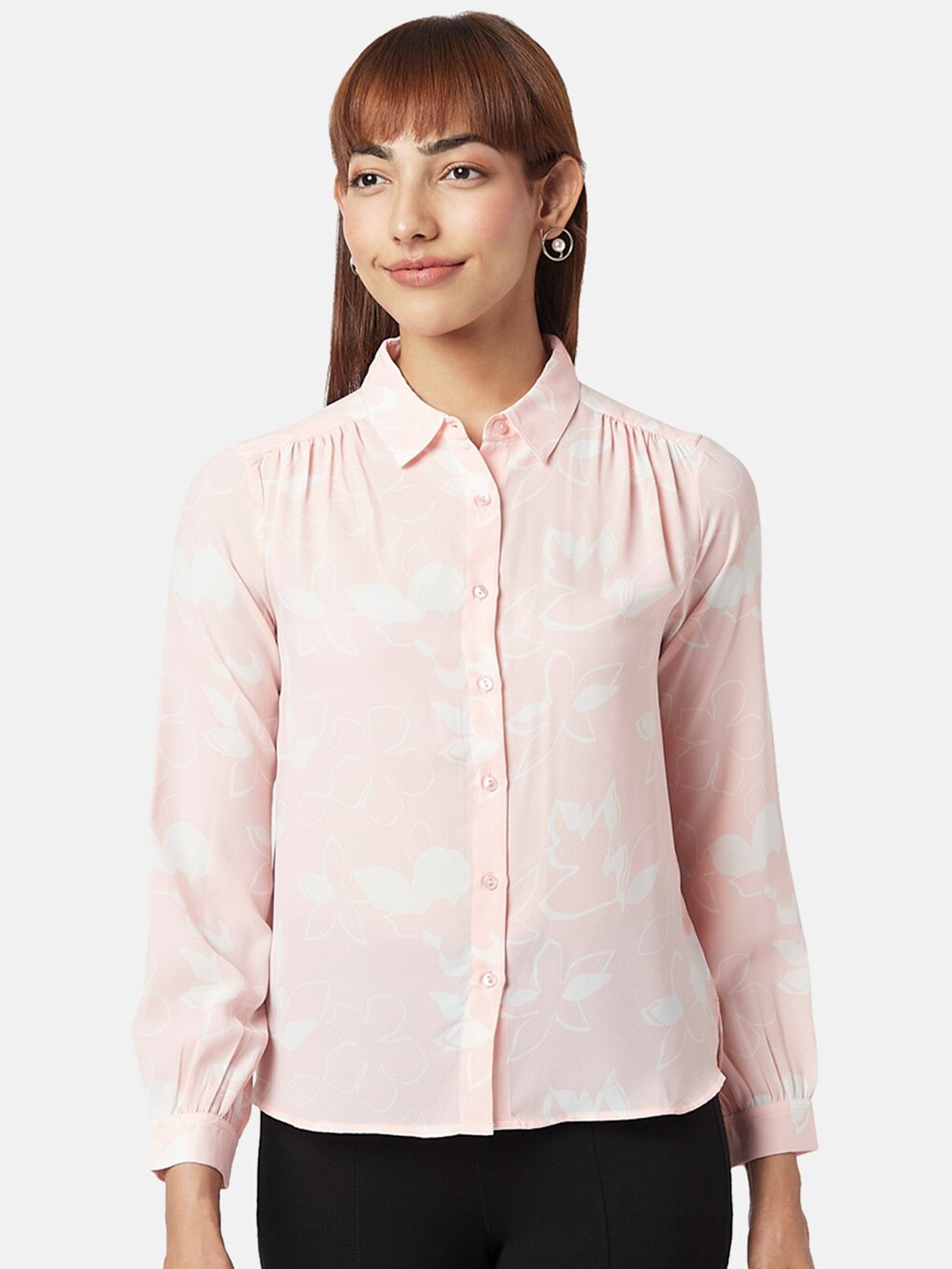 

Annabelle by Pantaloons Women Floral Printed Formal Shirt, Pink