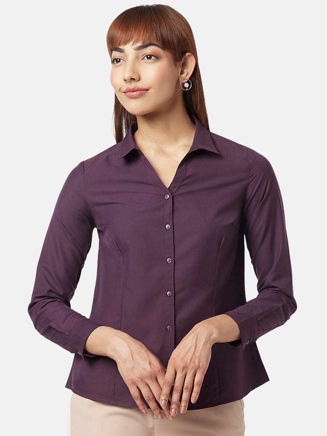 

Annabelle by Pantaloons Women Purple Formal Shirt