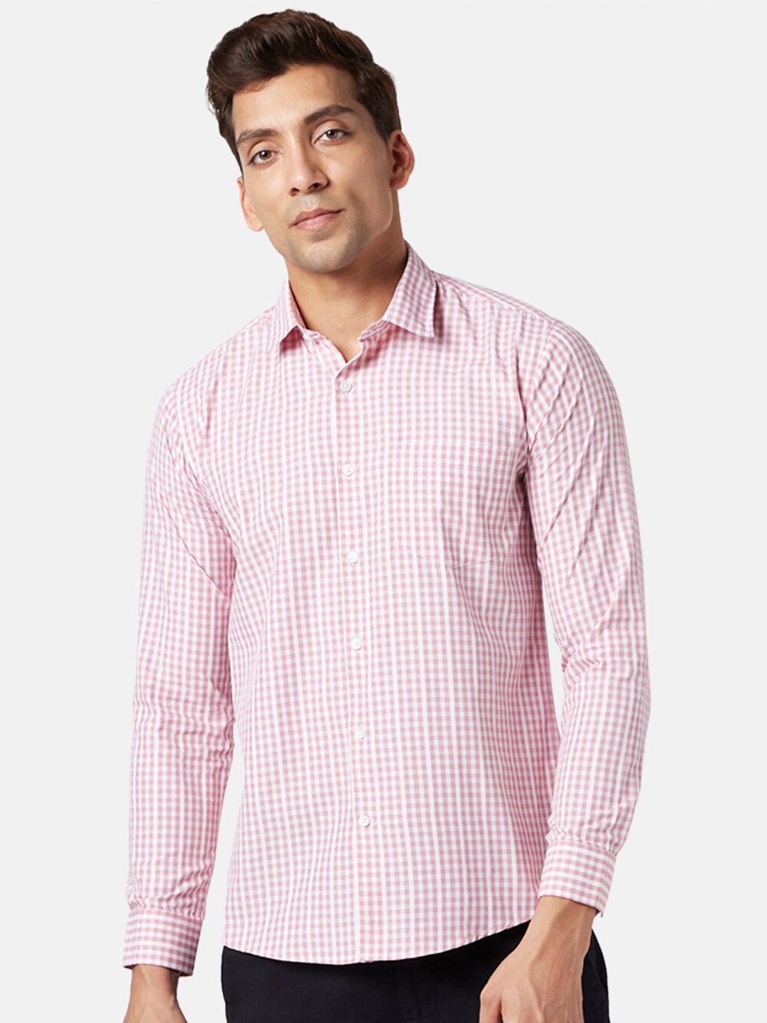 

BYFORD by Pantaloons Men Cotton Slim Fit Checked Shirt, Red