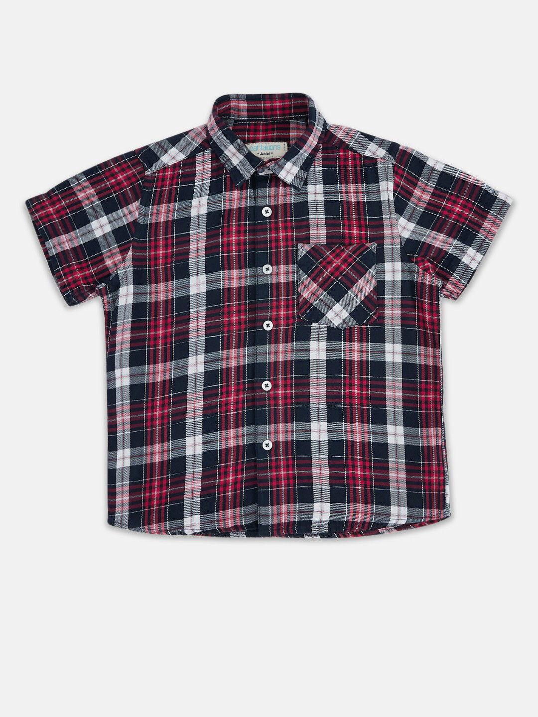 

Pantaloons Junior Boys Tartan Checked Casual Cotton Shirt, Navy blue
