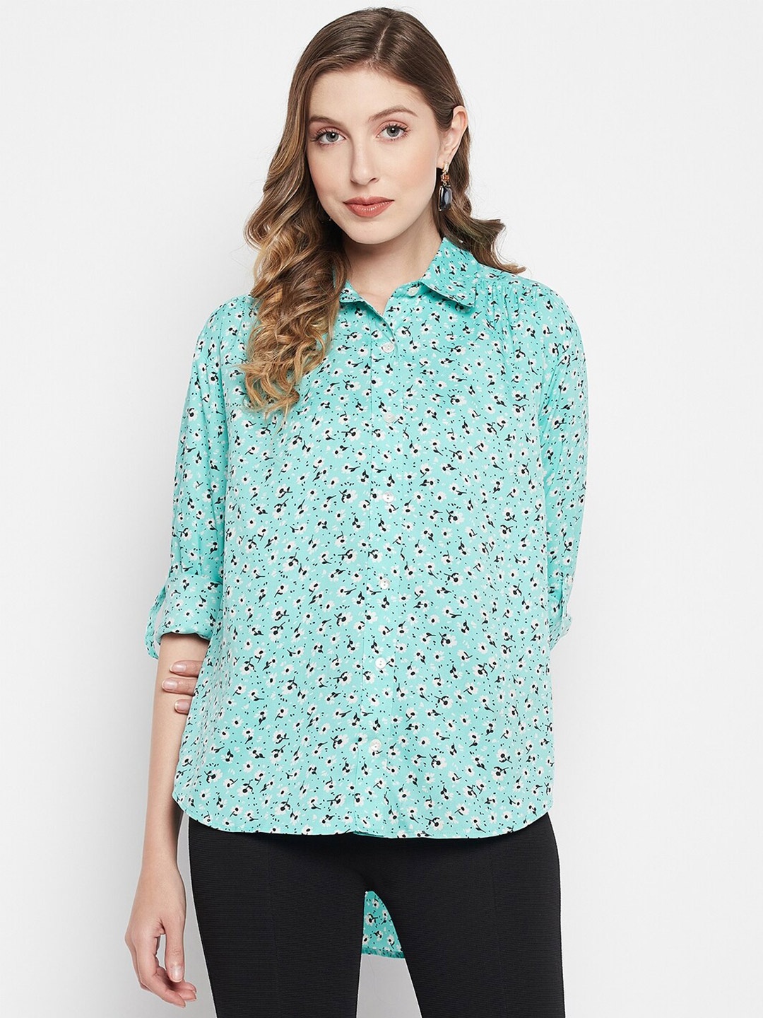 

Color Cocktail Women Floral Printed Casual Shirt, Blue