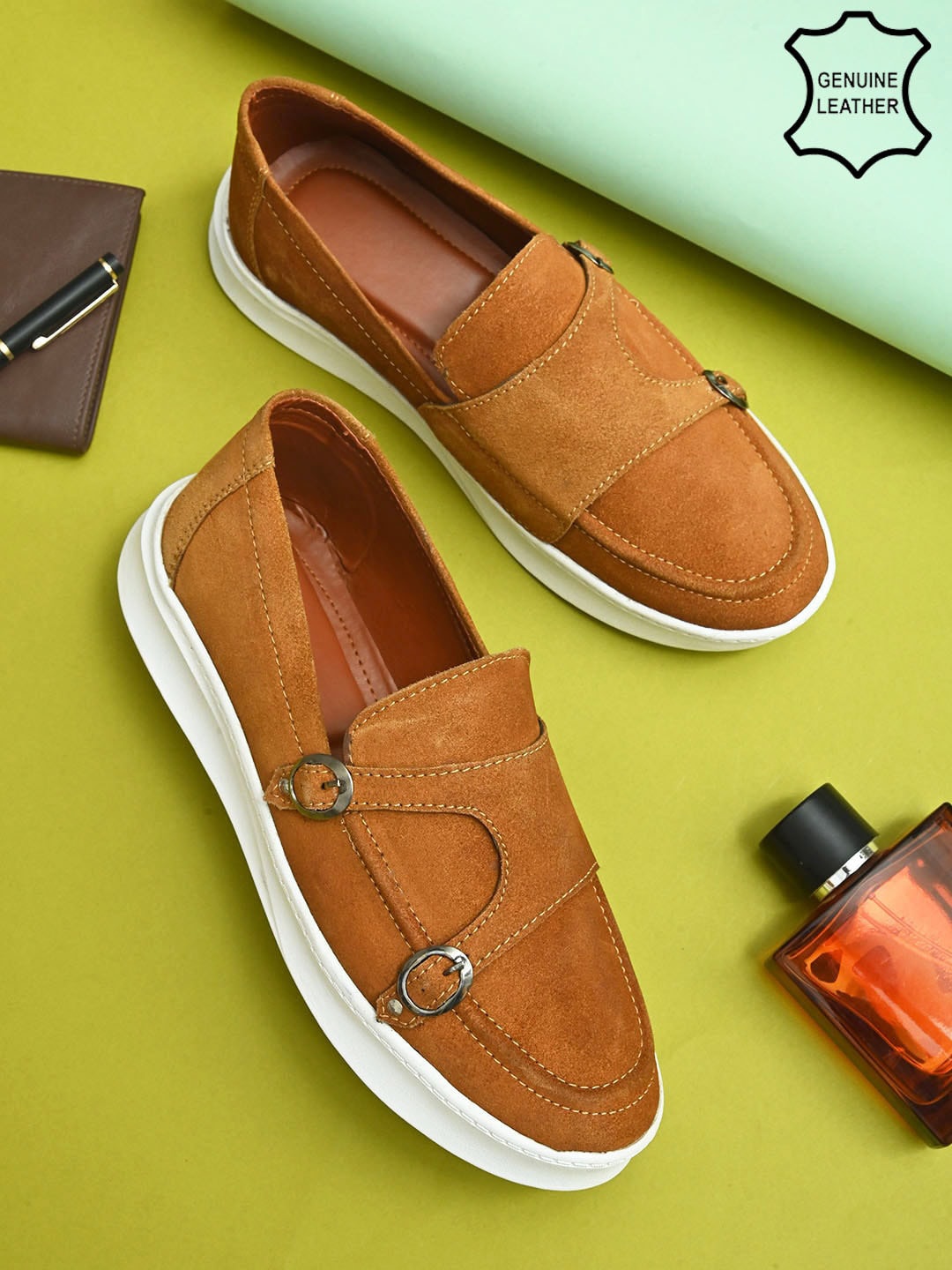 

FOUR STAR TRUCK SALES Men Colourblocked Suede Slip-On Sneakers, Tan