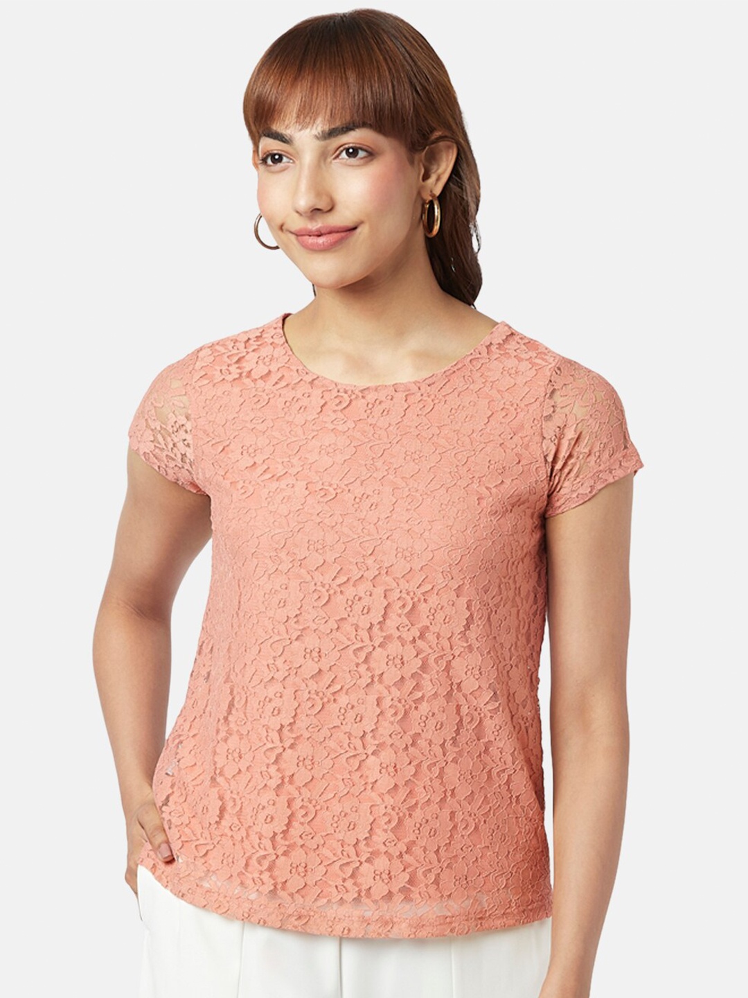 

Honey by Pantaloons Schiffli Top, Peach