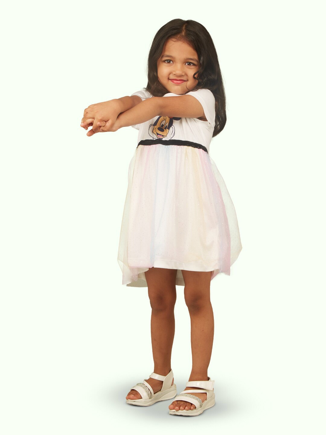 

Zalio Minnie Mouse Printed Cotton Dress, White